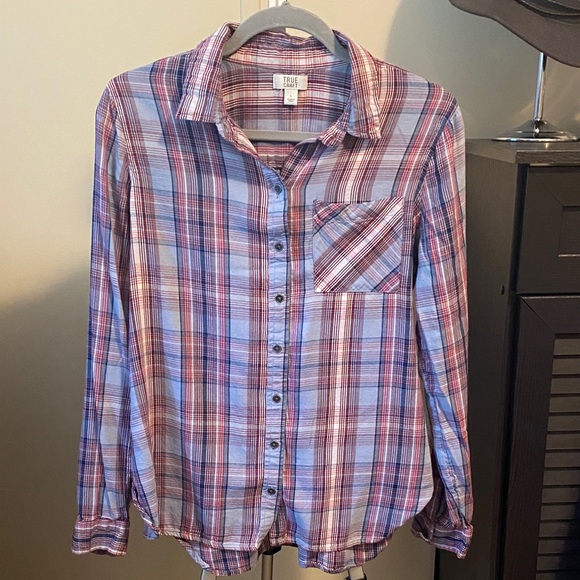 True Craft Red Blue Plaid Flannel - Picture 1 of 3
